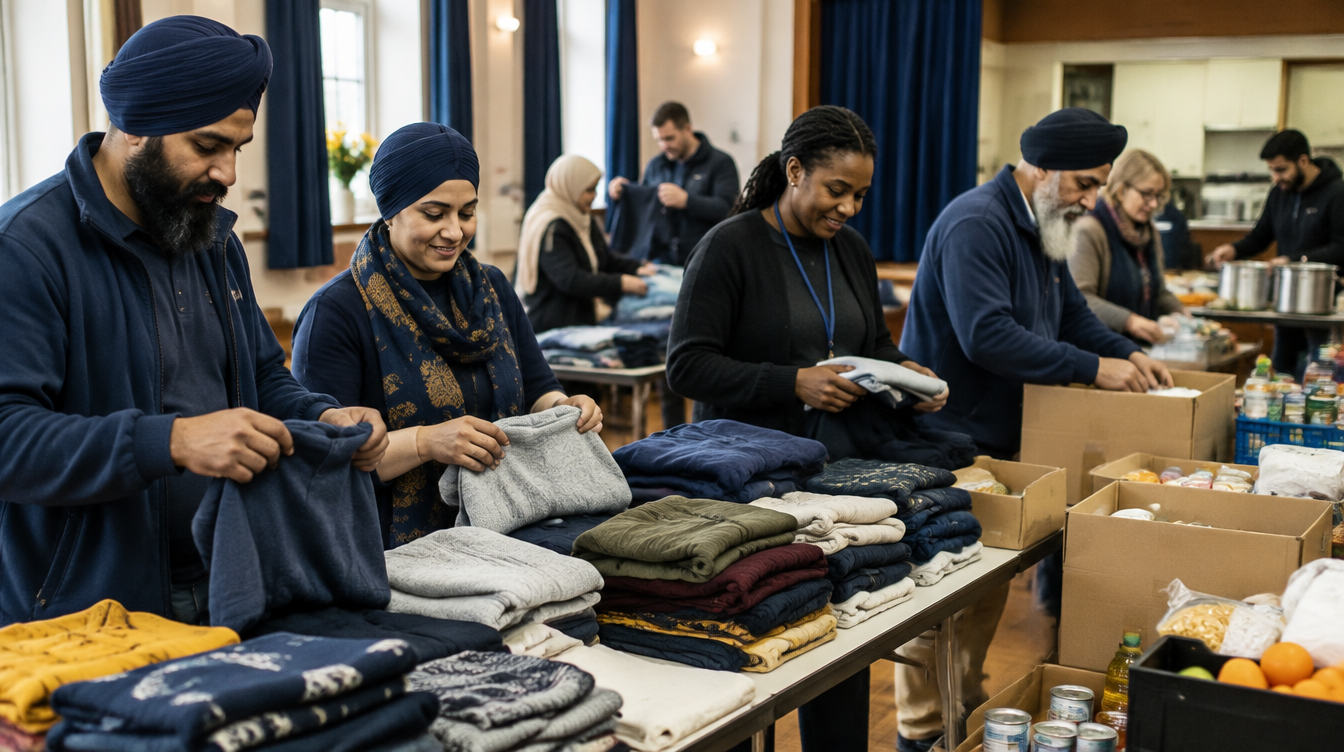 Volunteers supporting a community clothing initiative